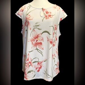 New York & Company Pink and White Blouse